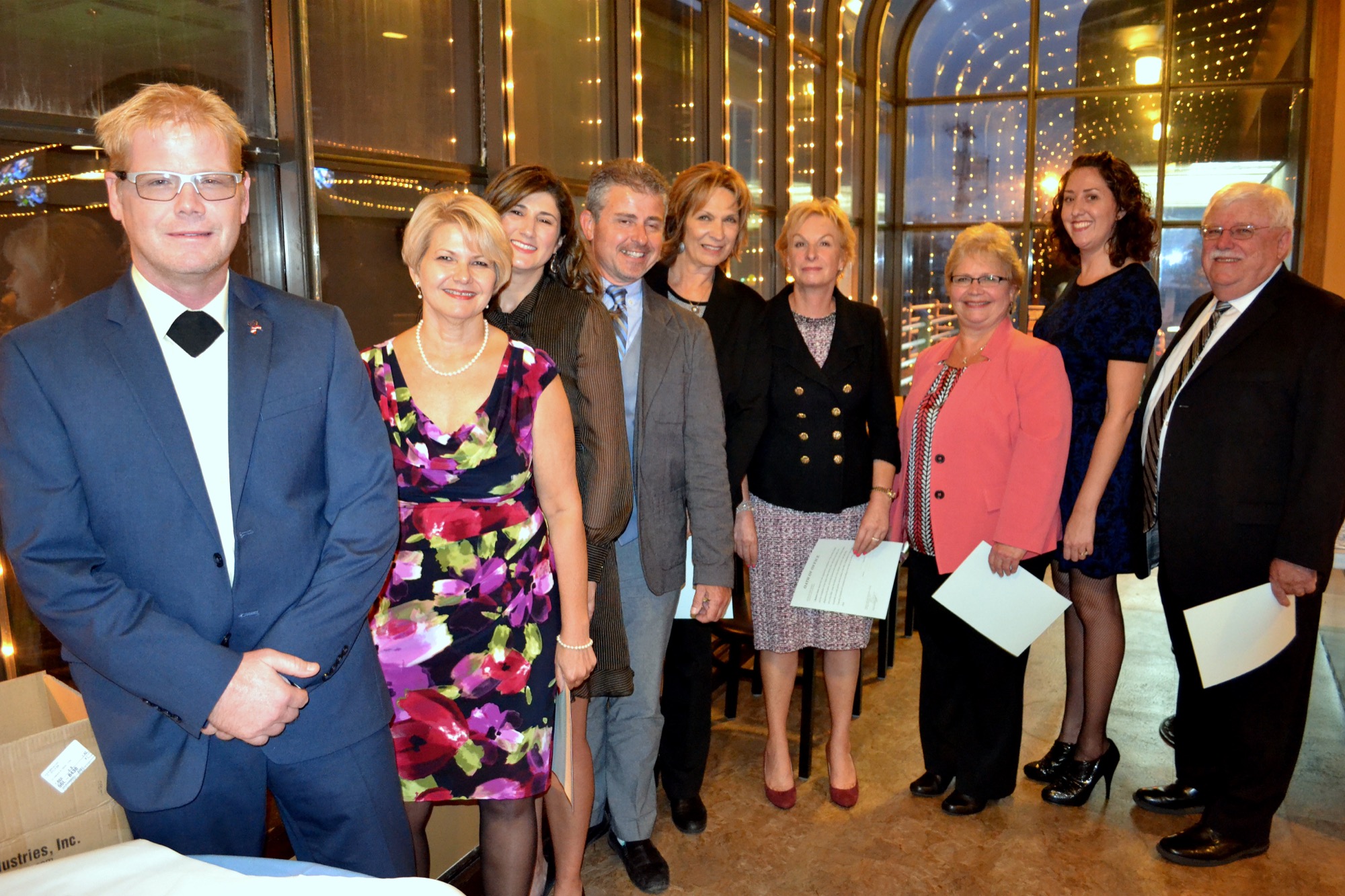 Lower Township Mayor Erik Simonsen stands with the 2017-18 officers of the Lower Township Chamber of Commerce.