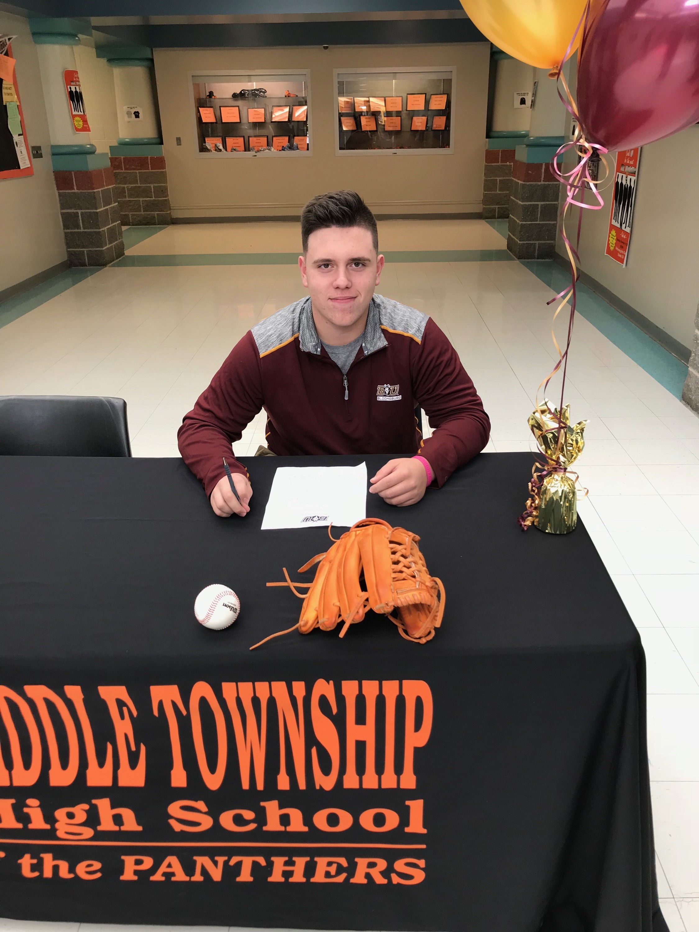 Middle Township's Zach Wyatt signs his National Letter of Intent with Bloomsburg University to play baseball on Nov. 13.