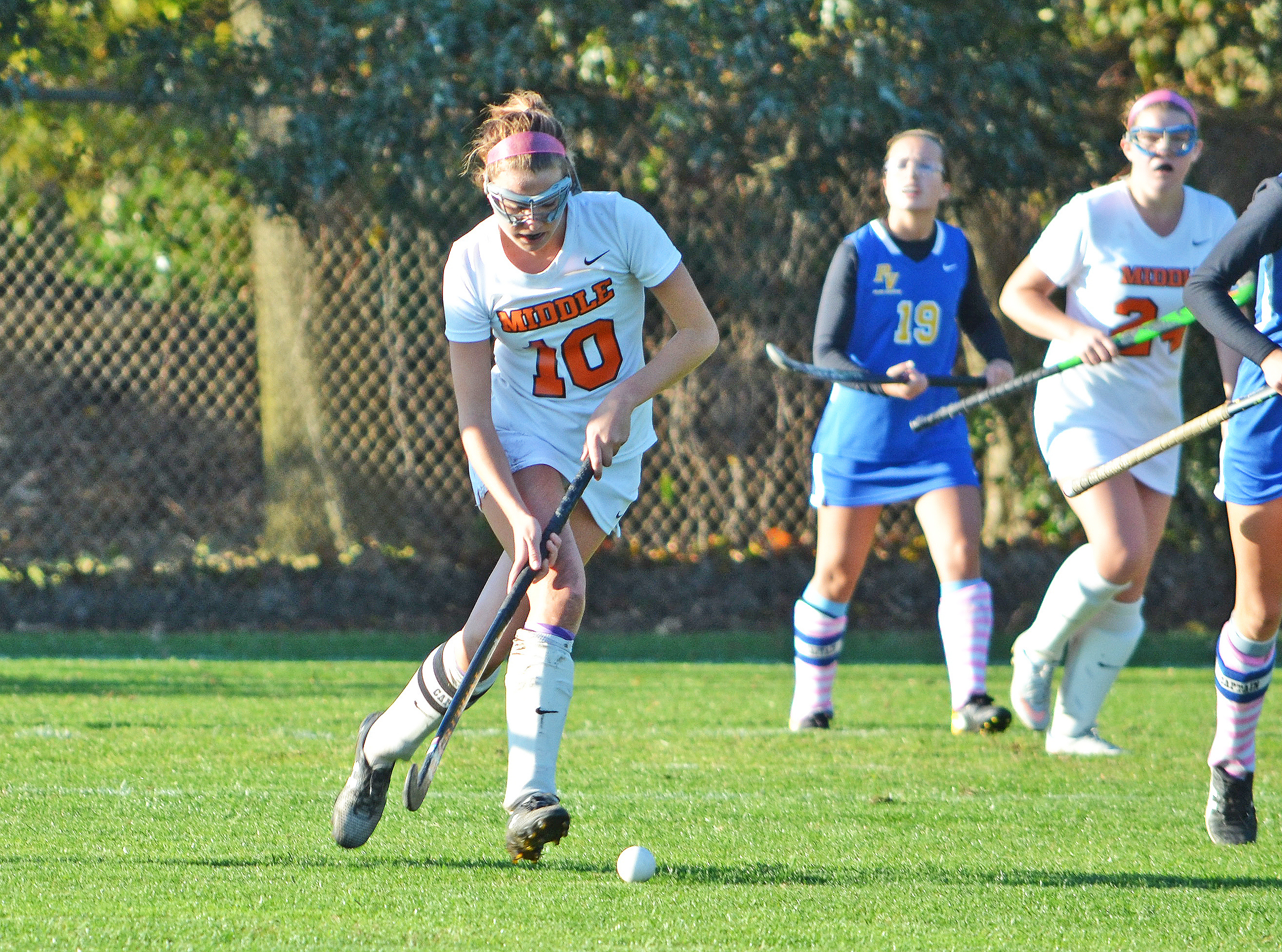 Middle Township's Kallie Leonik (10) had two goals in the Lady Panthers' 4-1 victory in the second round of the South Jersey Group I sectional playoffs on Oct. 30 in Court House.