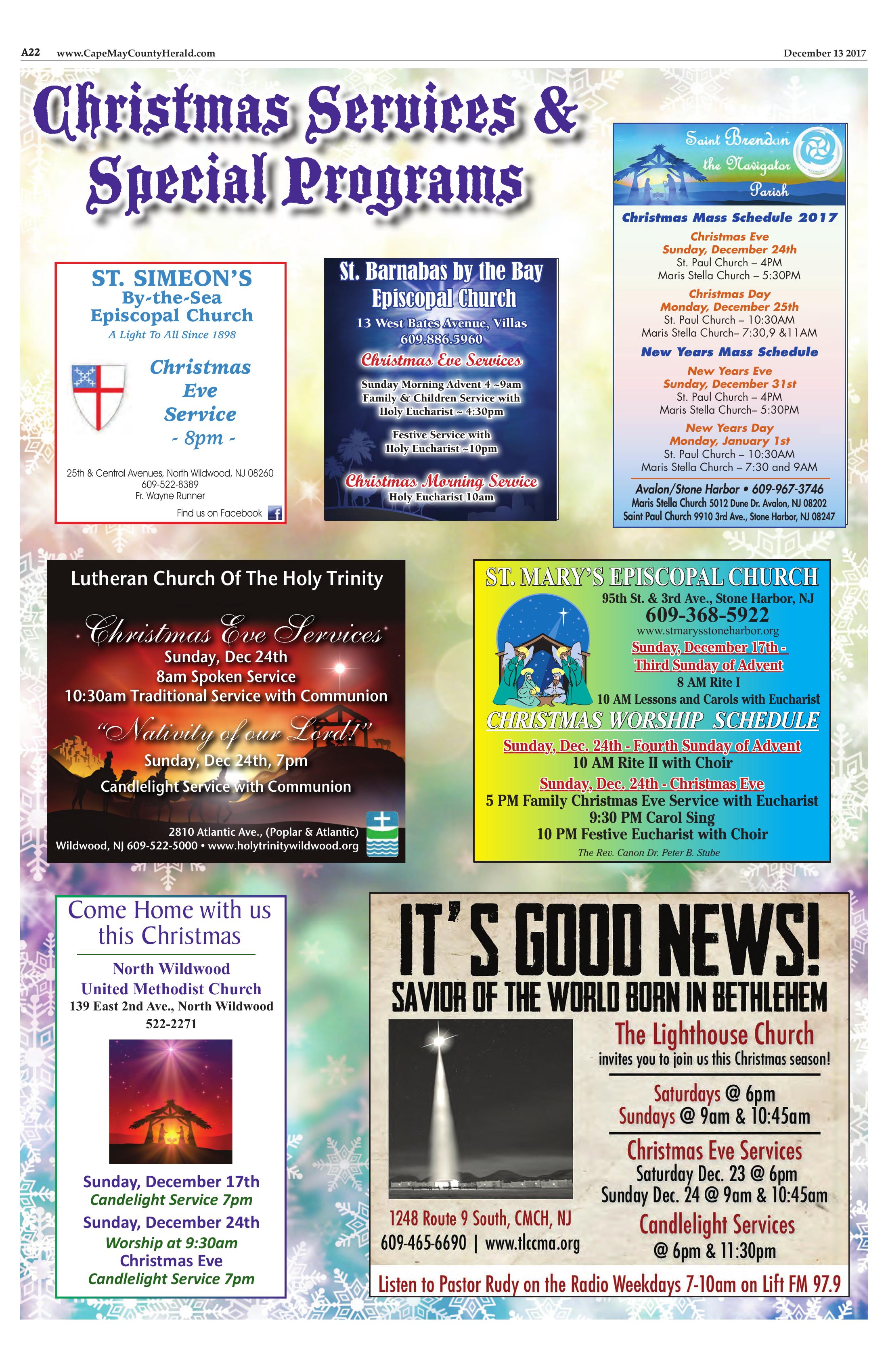 Christmas Services and Special Programs 2017