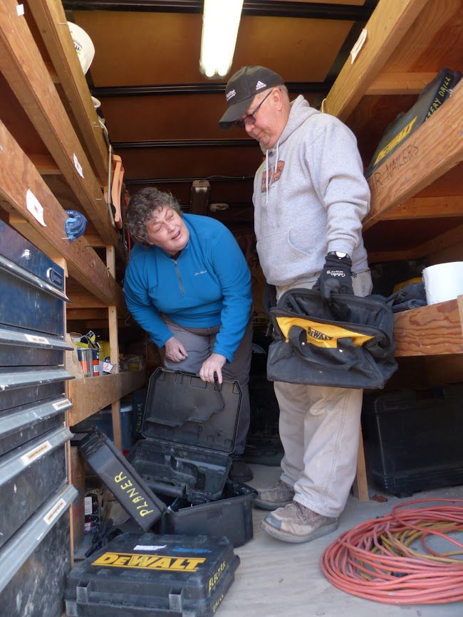 Habitat for Humanity Cape May County Executive Director Shawn Lockyear and project manager Budd Springer show protective cases thieves left behind when they took $4