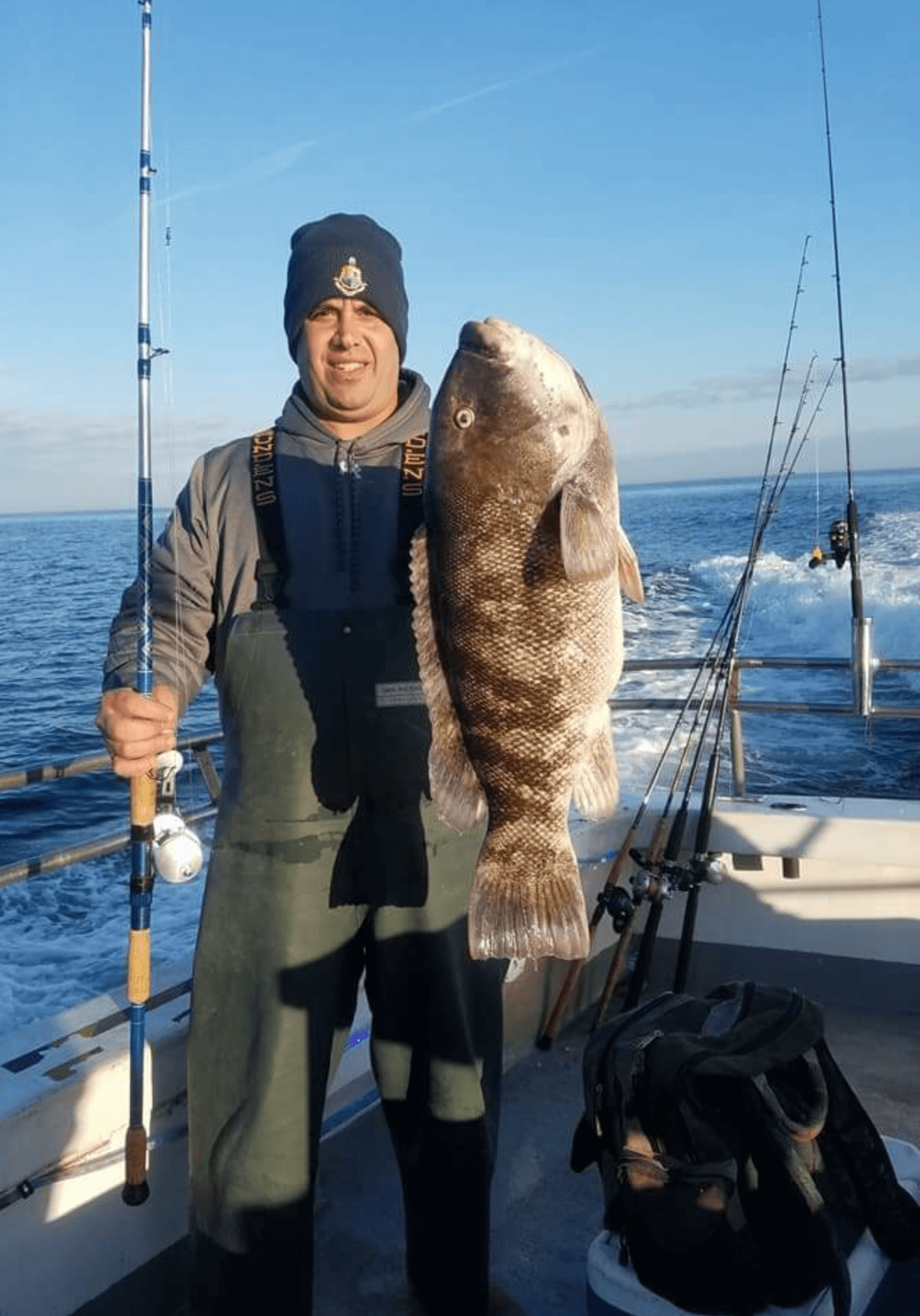 Sean Elumba and his 16.5-pound blackfish. 