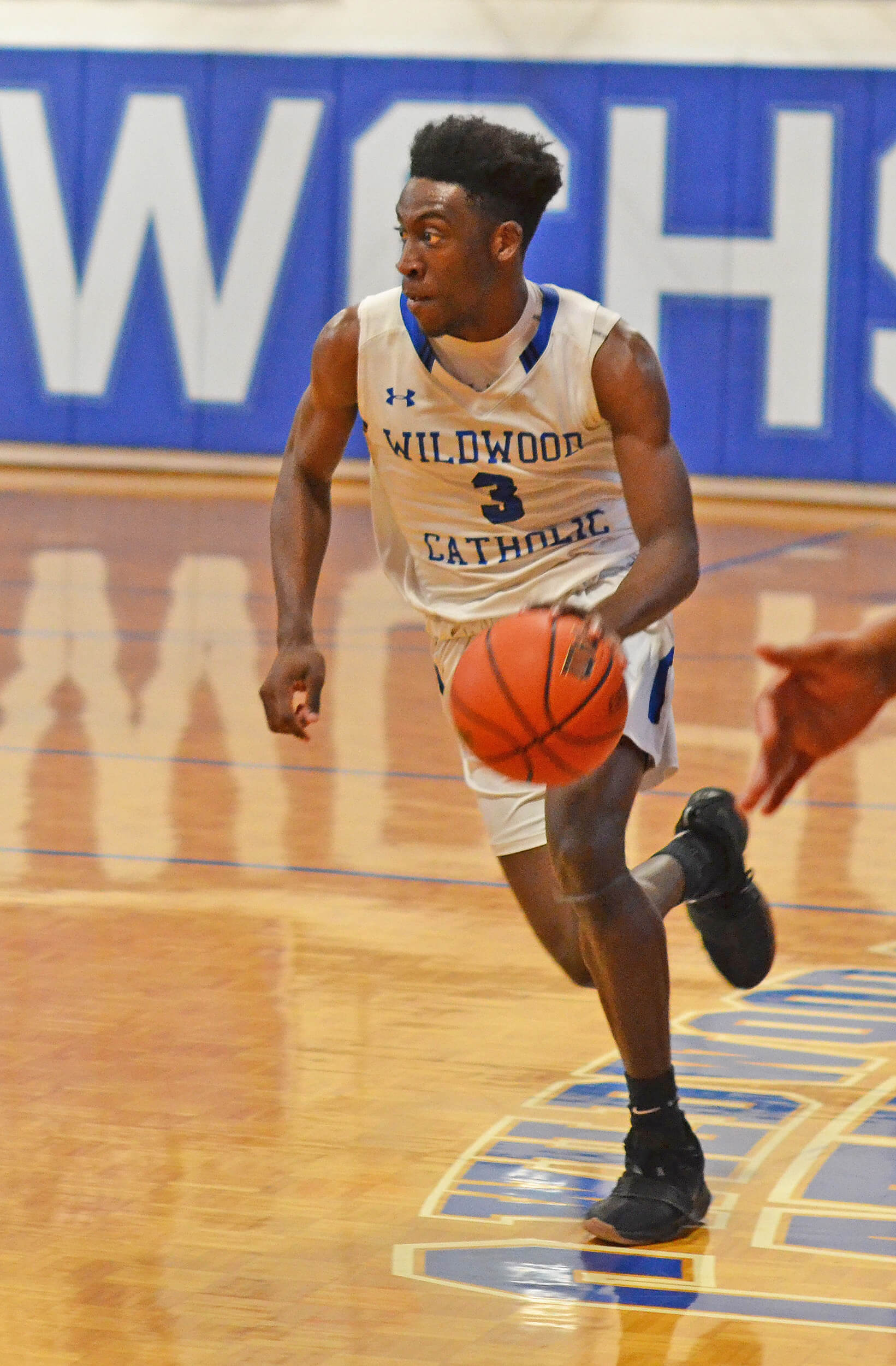 Wildwood Catholic's Caleb Fields dribbles in a game earlier this season.