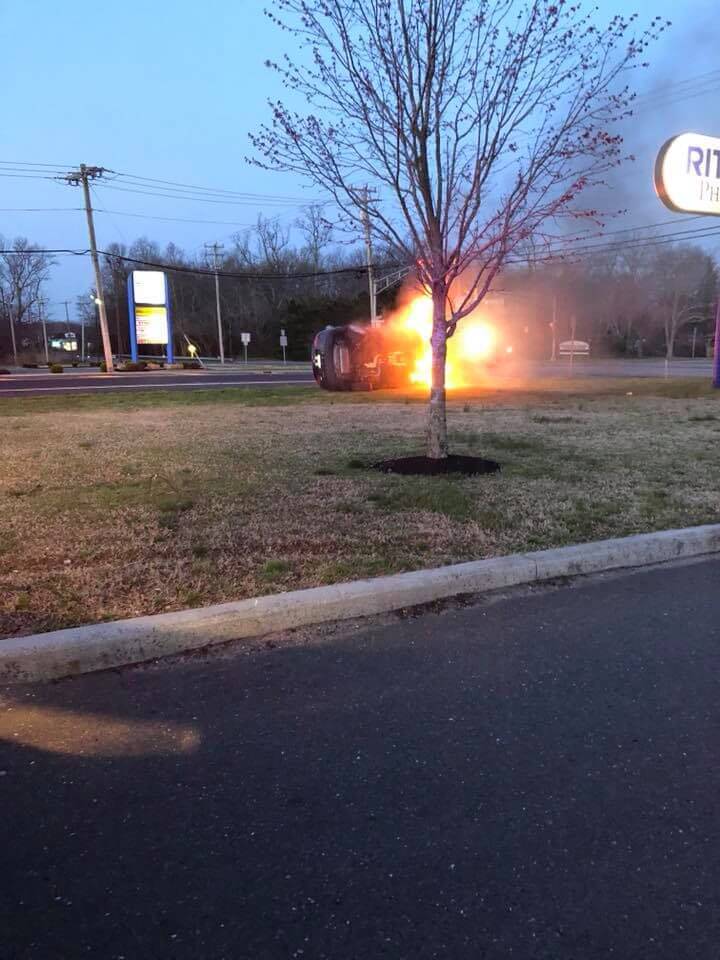 Man Pulled From Flaming Car