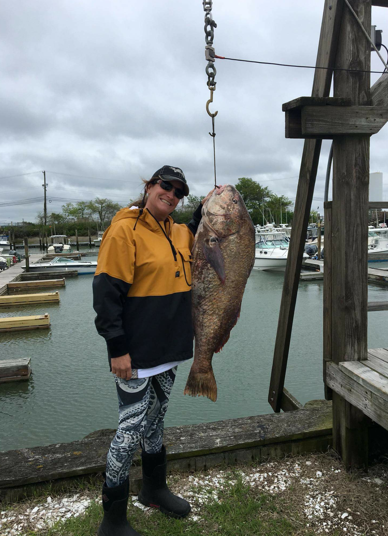 Patty Link and her 46.6-pound black drum.