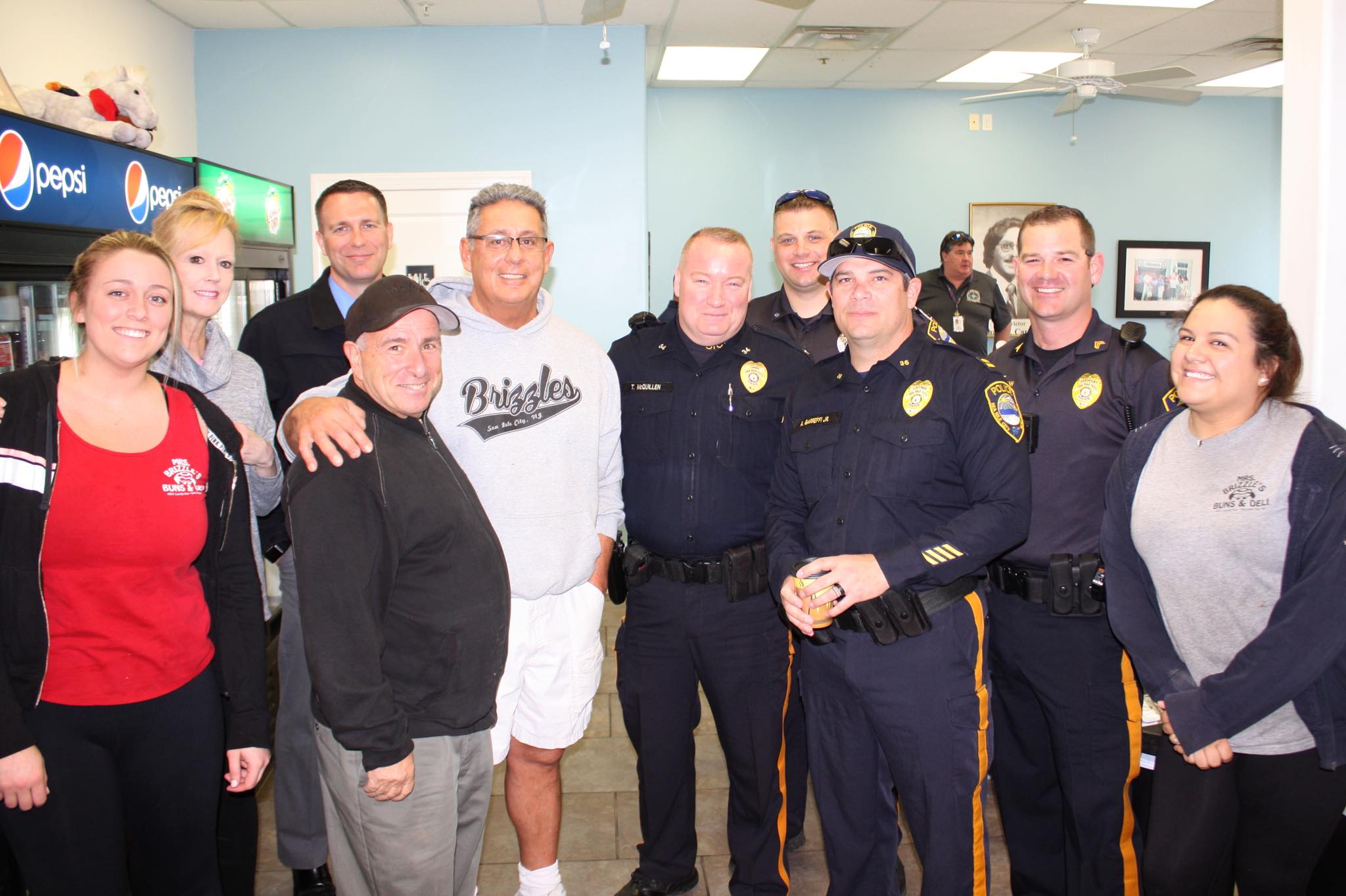 Sea Isle City police officers meet residents at April 30 gathering.