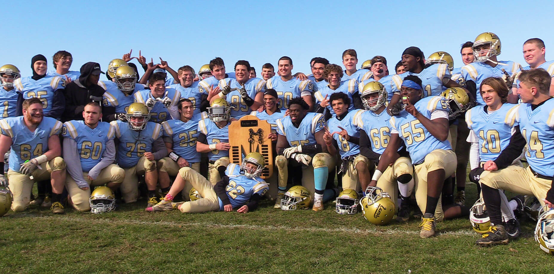 The Lower Cape May Regional High School football team celebrates their first Anchor Bowl title since 2011 in Erma on Thanksgiving Day.