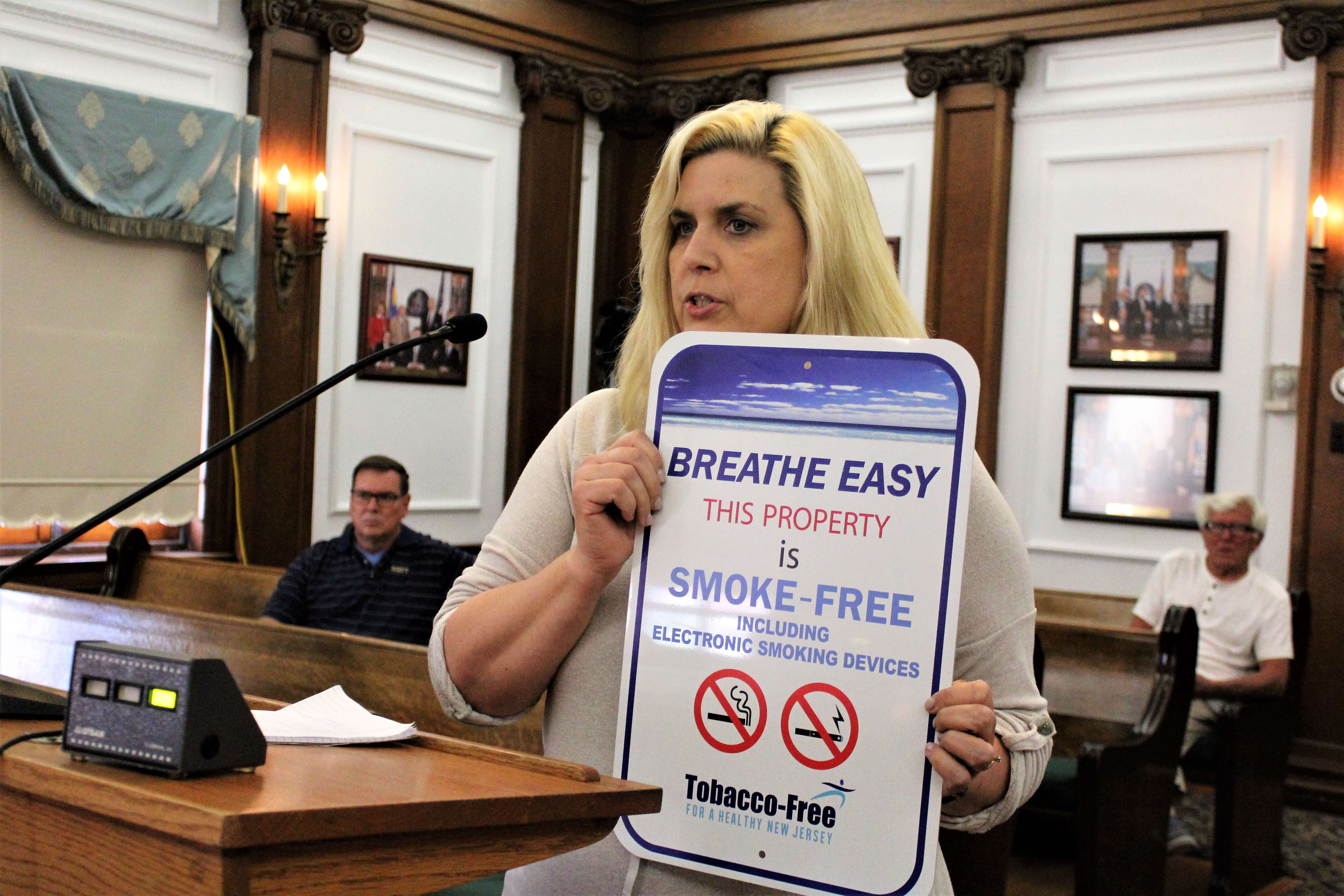 Kim Burns offered to provide signs for the city beaches letting people know smoking was not allowed.