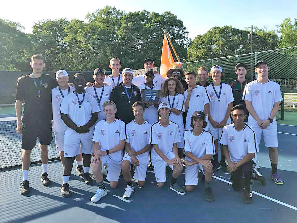 The Middle Township boys tennis team celebrated their South Jersey Group I championship in May.