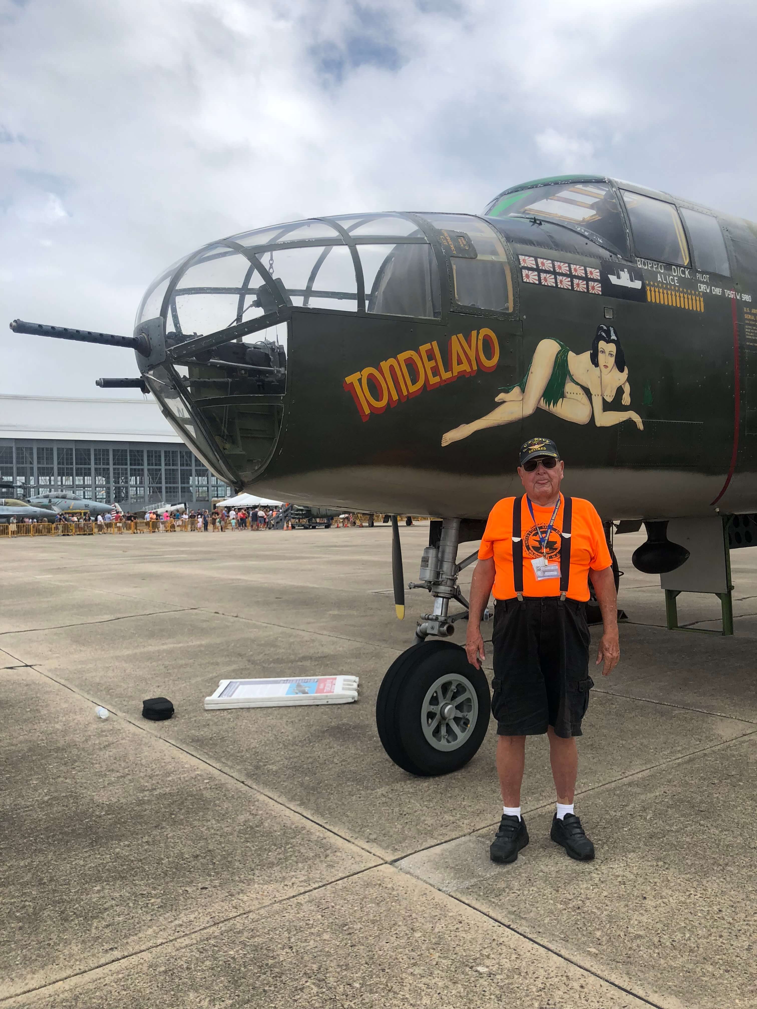 Jay Goheen at AirFest 2018 in front of the B24 bomber.