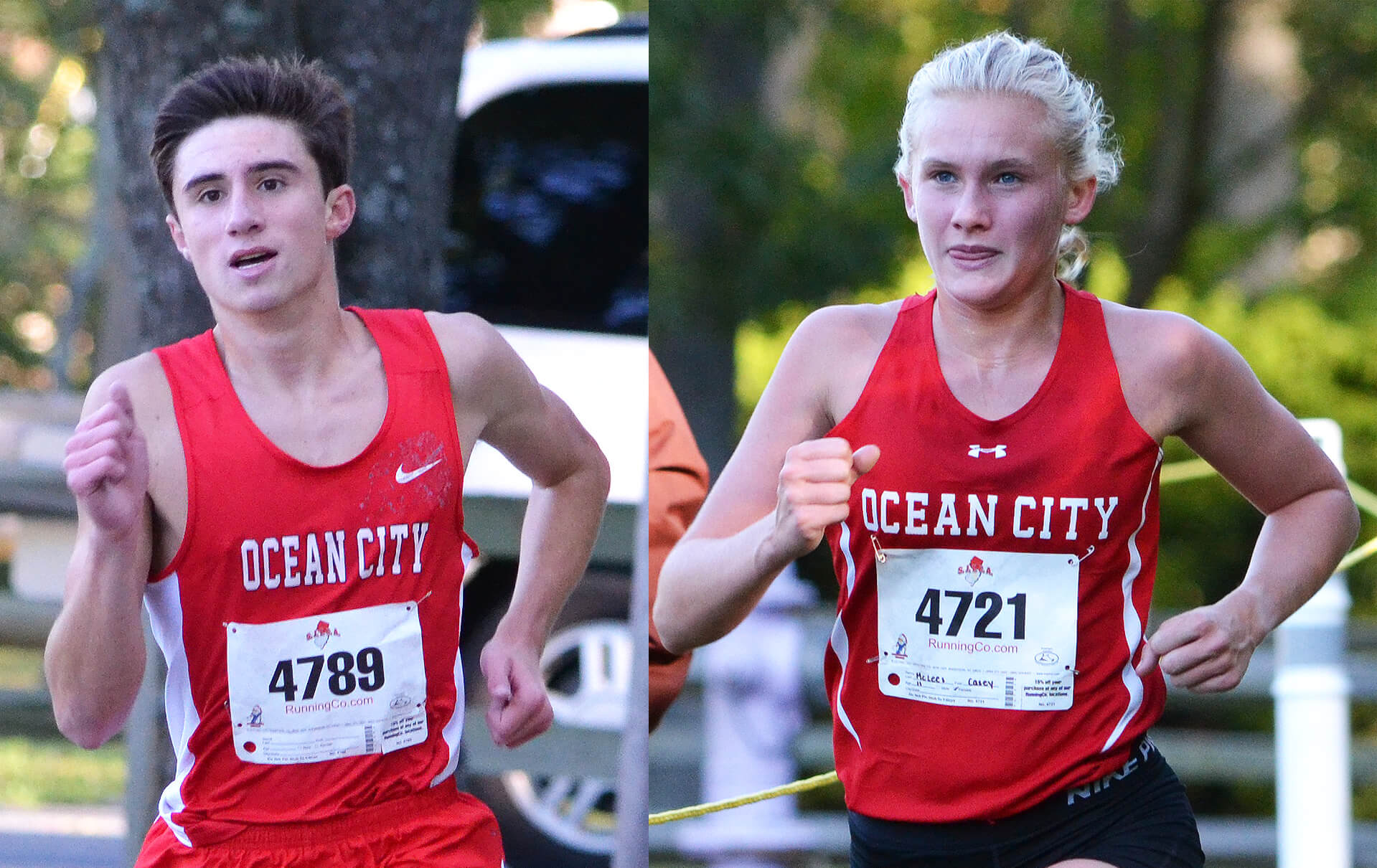 Ocean City runners Anthony Conte and Casey McLees won their respective races at the County Park on Oct. 18 for the Cape May County Cross Country Championships.