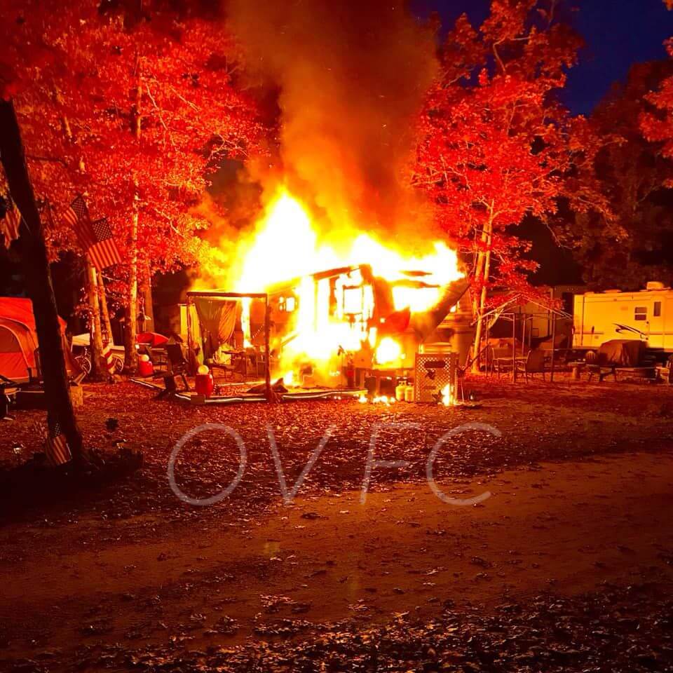 Nov. 4 trailer fire at Lake and Shore Campground when first units arrived.