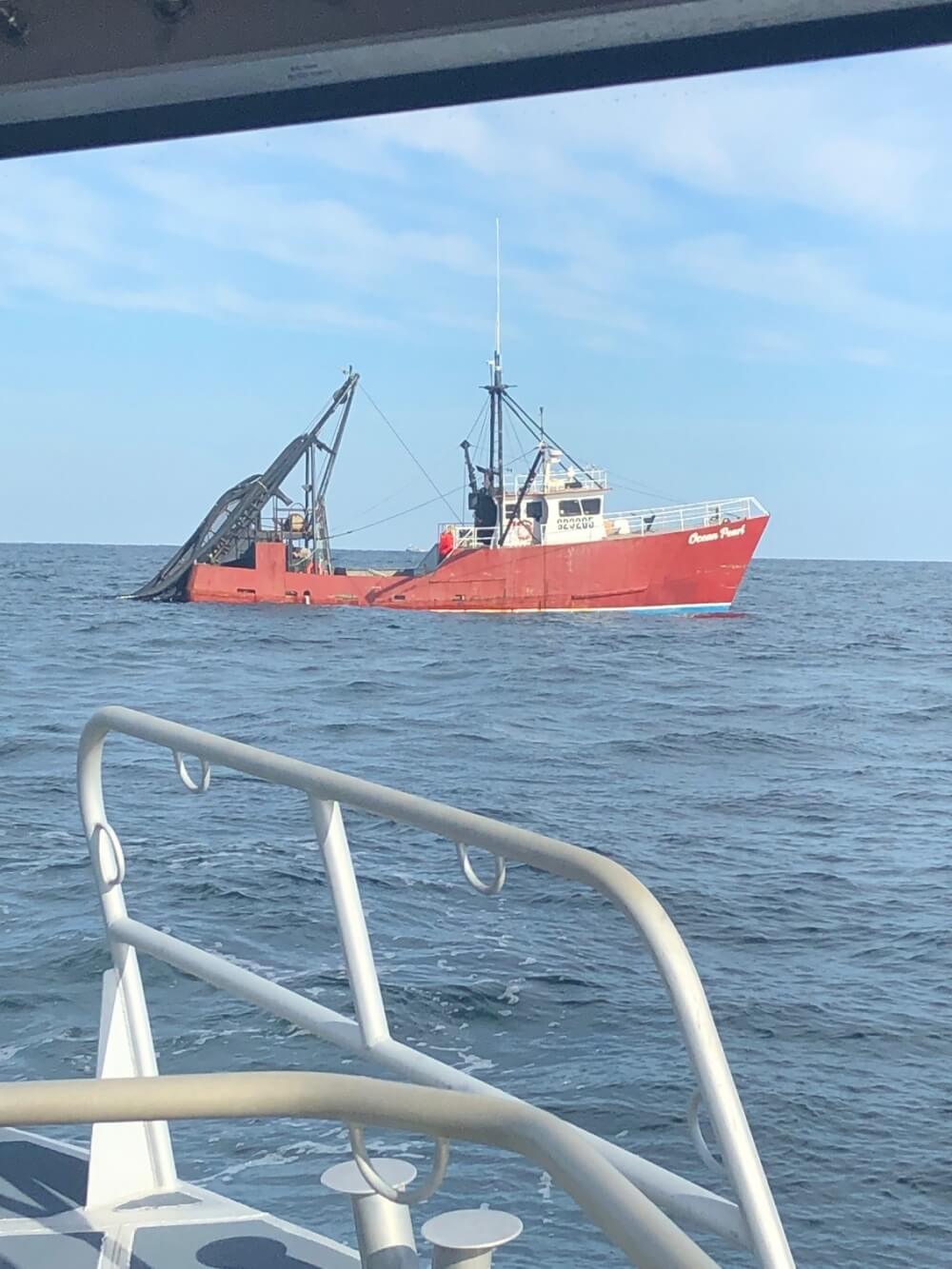 A Coast Guard 45-foot Response Boat-Medium crew from Station Cape May