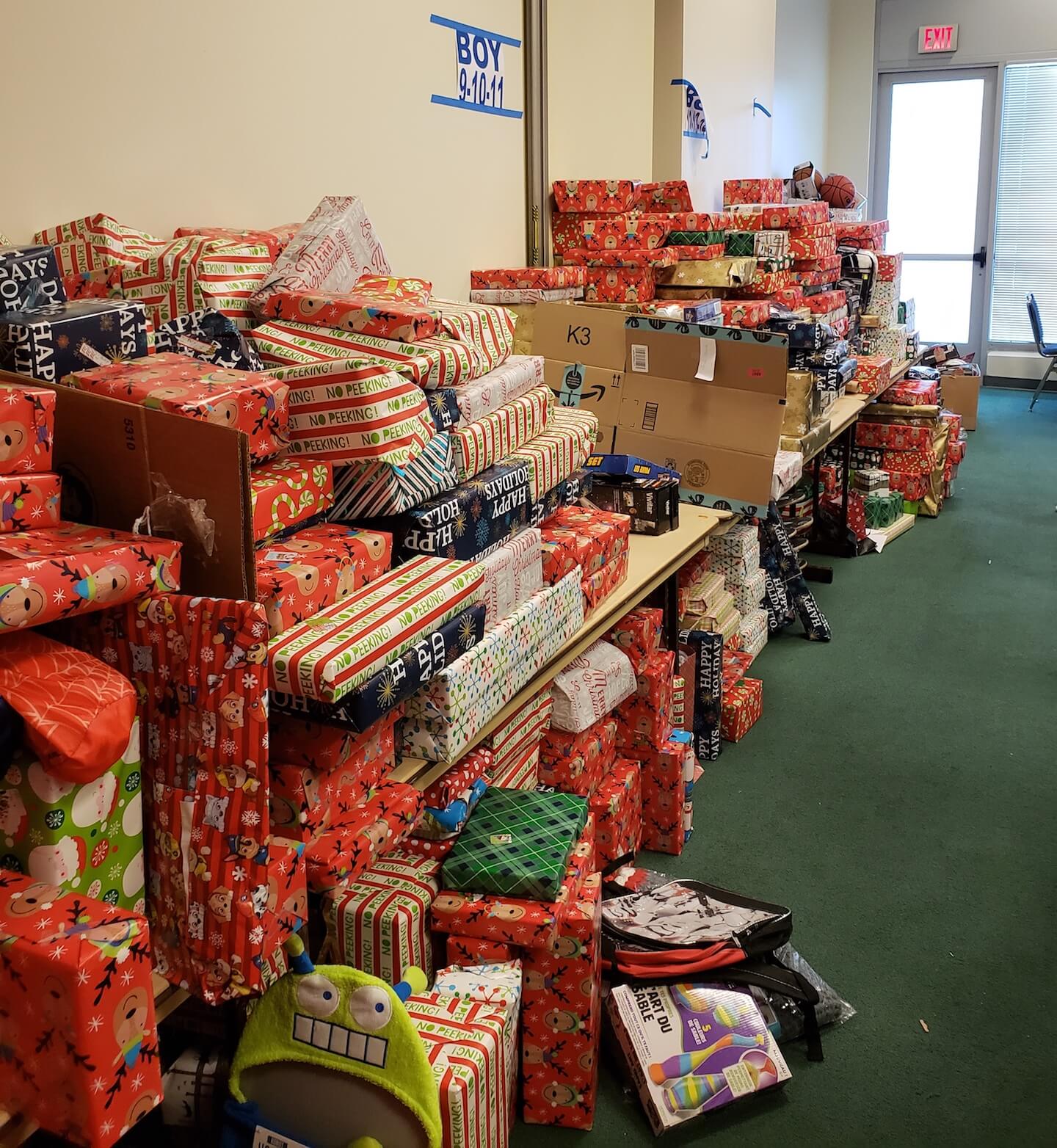 Some of the gifts wrapped Dec. 21 at Wildwoods Convention Center for Wildwoods children.