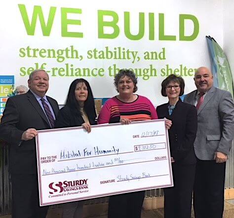 Pictured (L-R): Sturdy Savings Bank Senior Vice President/Director of Retail Banking David Repici; Sturdy Senior Vice President/ Director of Human Resources Trina McSorley; Shawn Lockyear