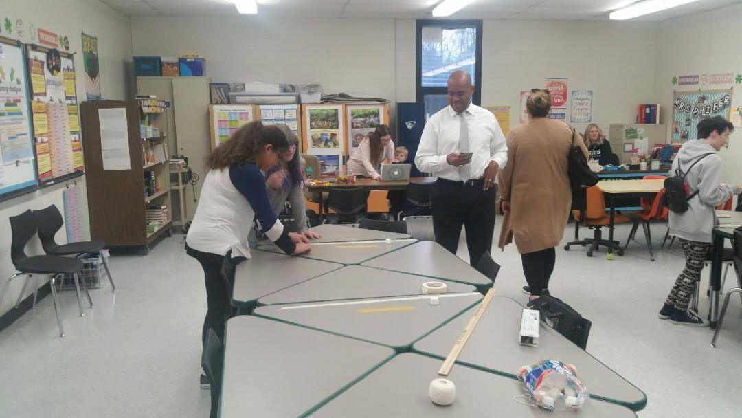 Students participate in an engineering challenge at Upper Township Middle School's STEMinar March 14.