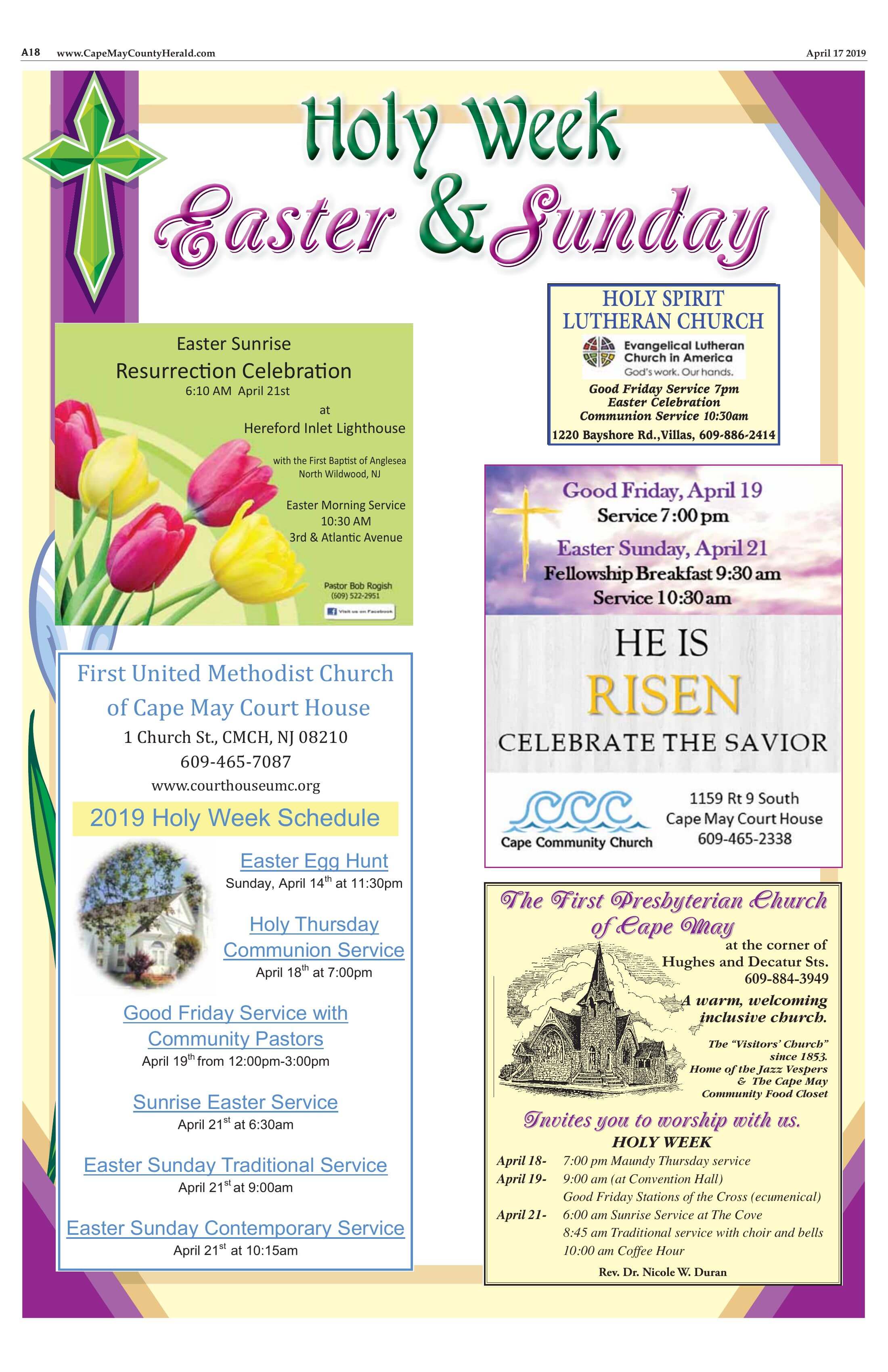 Easter Services and Special Programs 2019