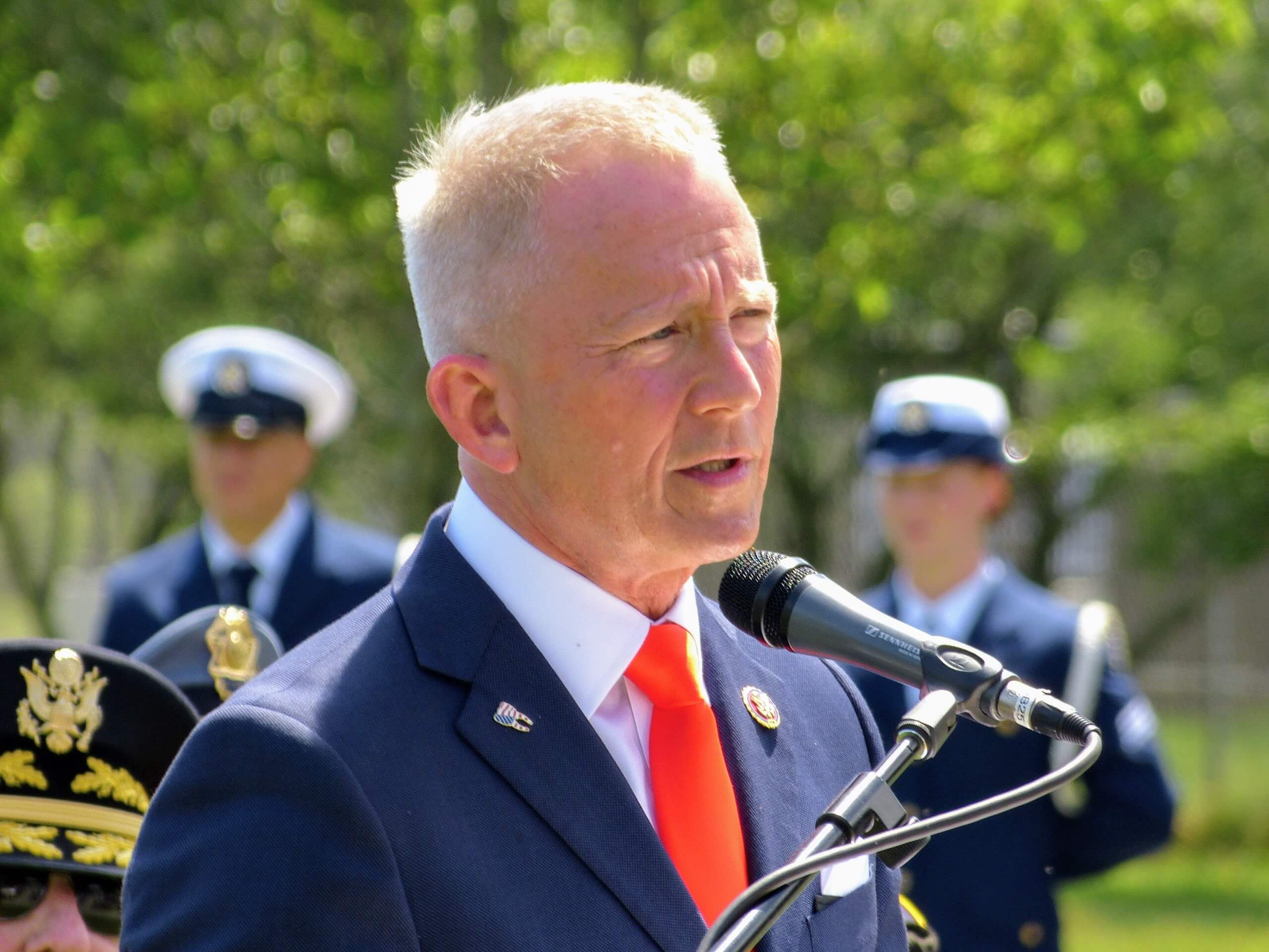 <p>U.S. Rep. Jeff Van Drew (D-2nd) delivers Memorial Day remarks at the Gerald M. Thornton Veterans Cemetery of Cape May County May 27.</p>