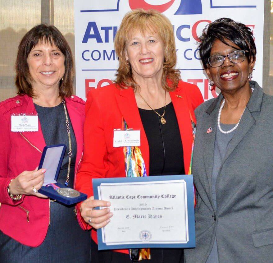 Freeholder E. Marie Hayes is flanked by Atlantic Cape Community College President Dr. Barbara Gaba