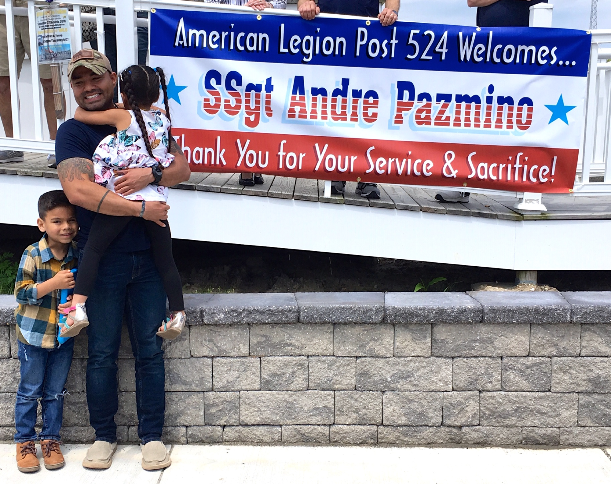 Air Force Staff Sgt. Andre Pazmino and his two children.
