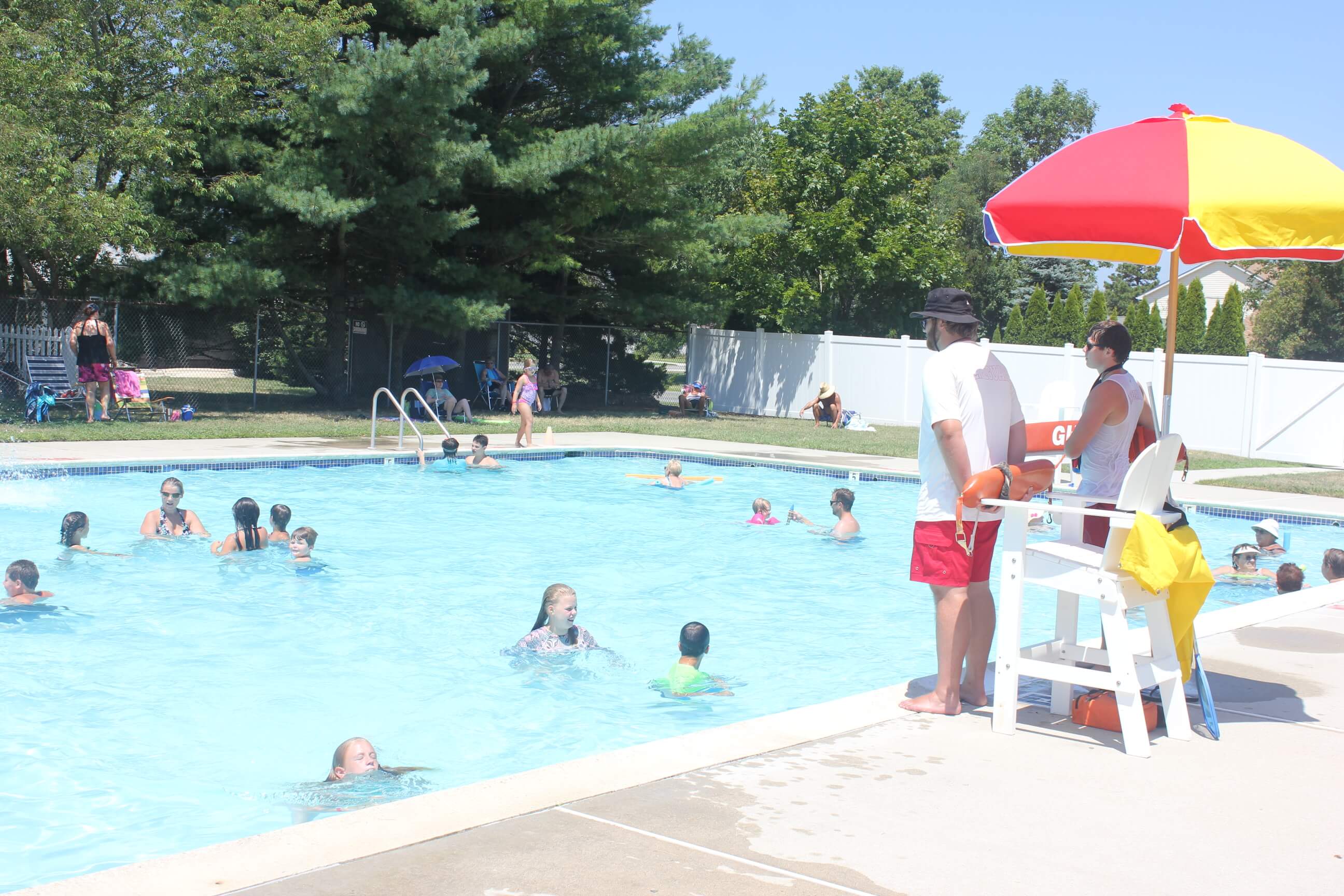 The Lower Township pool is guarded by at least two lifeguards certified through the American Red Cross program. When attendance calls for it