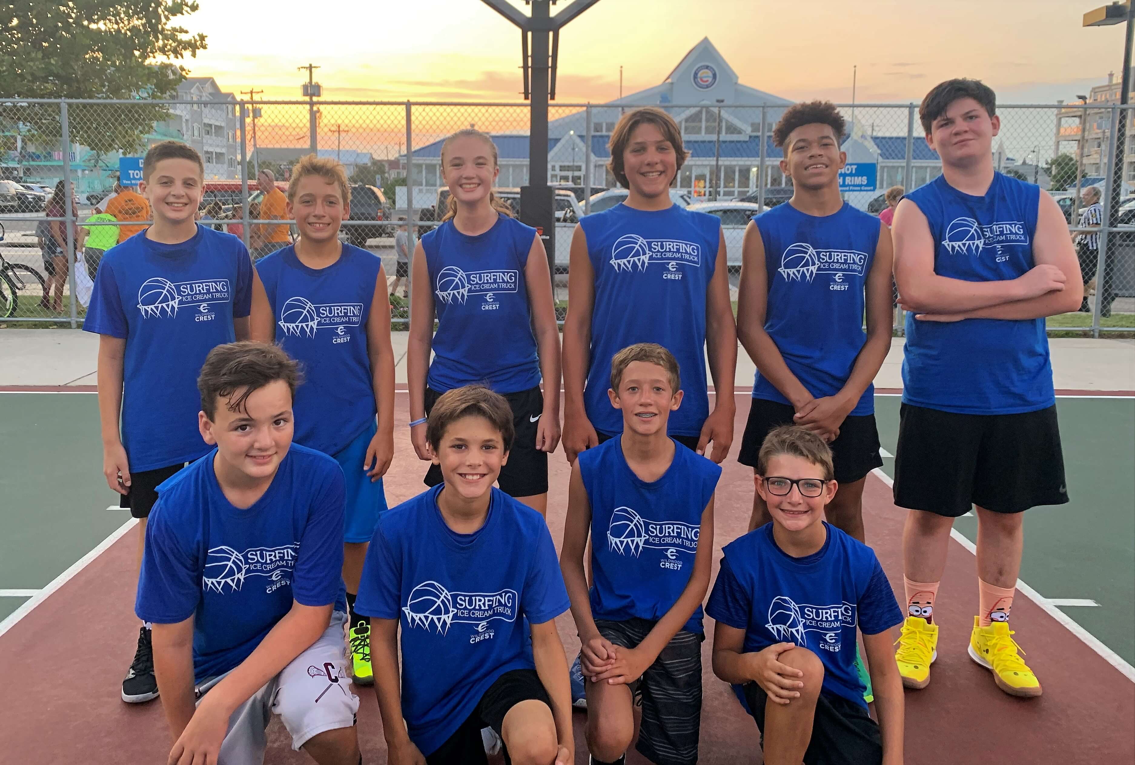 Grades 6-8 League: The Big Top Surfin’ Sundae team captured the championship in the grades 6-8 division in the Wildwood Crest Recreation summer basketball league. Pictured from left: back row – Brian Cunniff