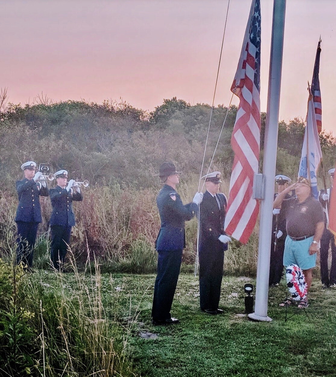 Coast Guard personnel at a previous Sunrise on Sunday event in North Wildwood. A similar event will mark the sea service’s 229th anniversary Aug. 4. The public is invited to attend. 