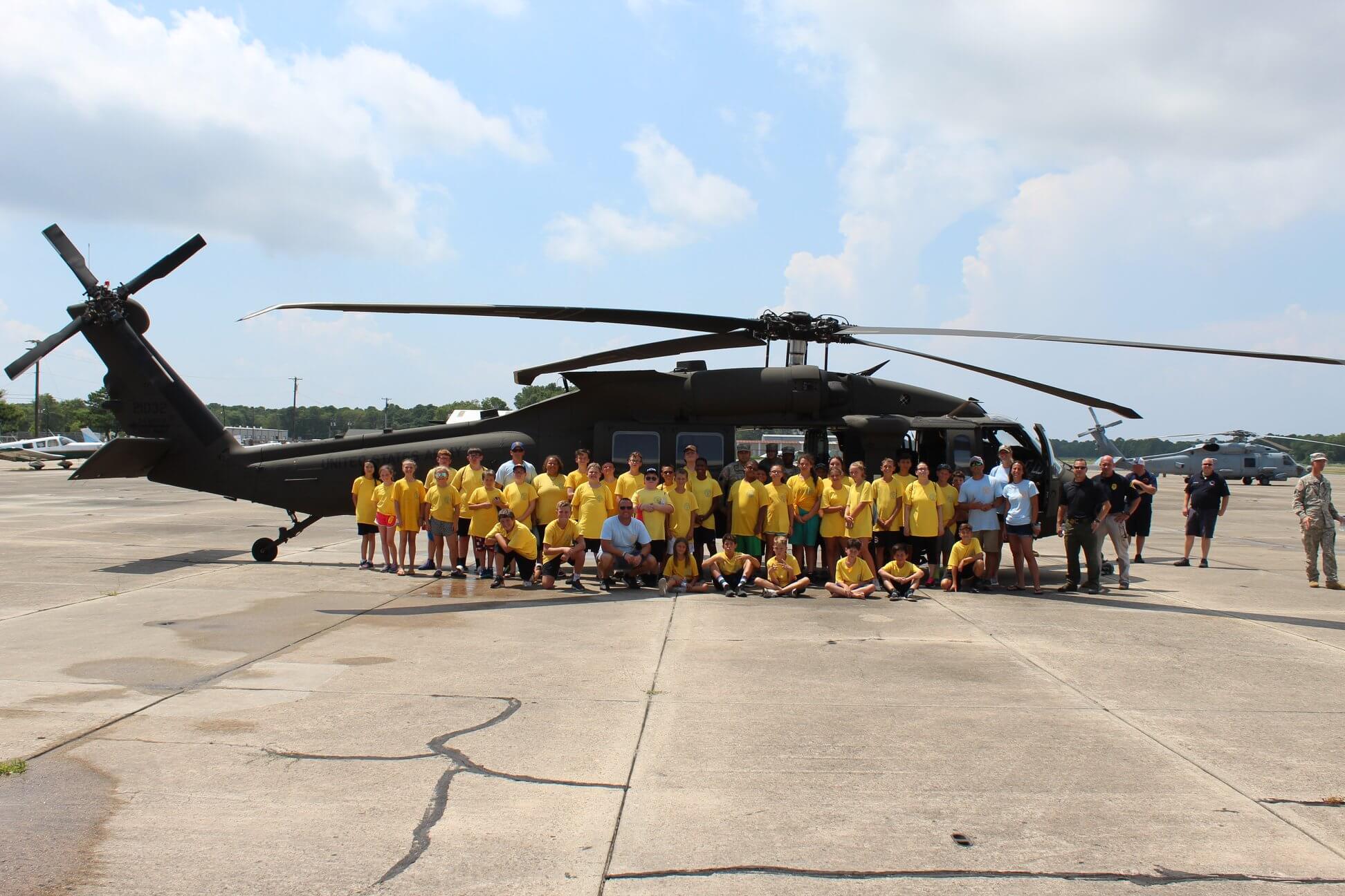 Participants in Lower Township Police Department's third annual youth summer camp at Naval Air Station Wildwood.
