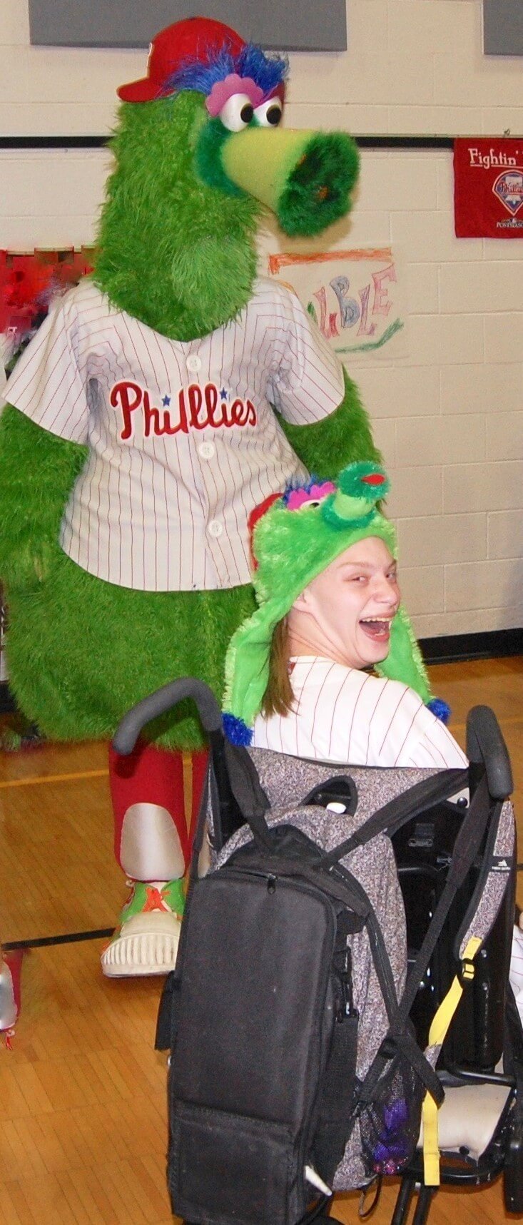 Phillie Phanatic meets Madison Kelly Sept. 25 at Cape May County Special Services School.