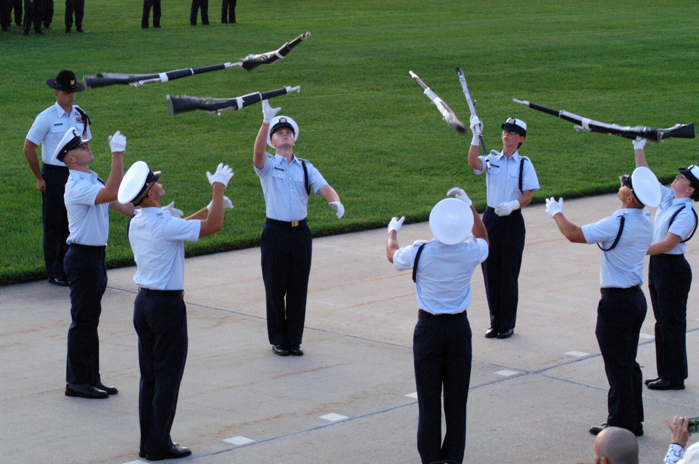 Silent drill team of recruits performs at Sunset Parade Sept. 1