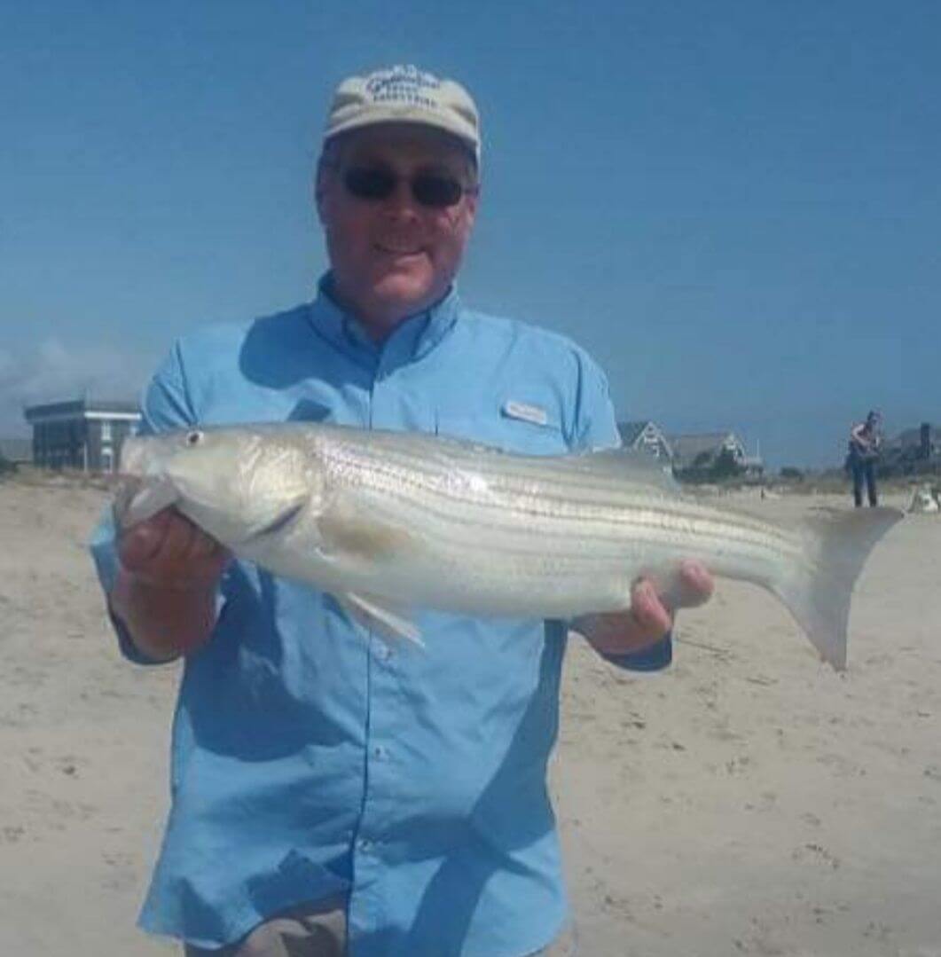 A keeper bass from the Cape May beachfront.