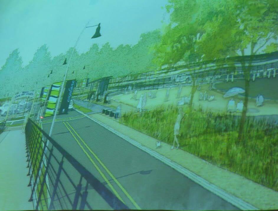 This image is a rendering of what pedestrians and cyclists would see coming into the county from the Great Egg Harbor Bridge.  
