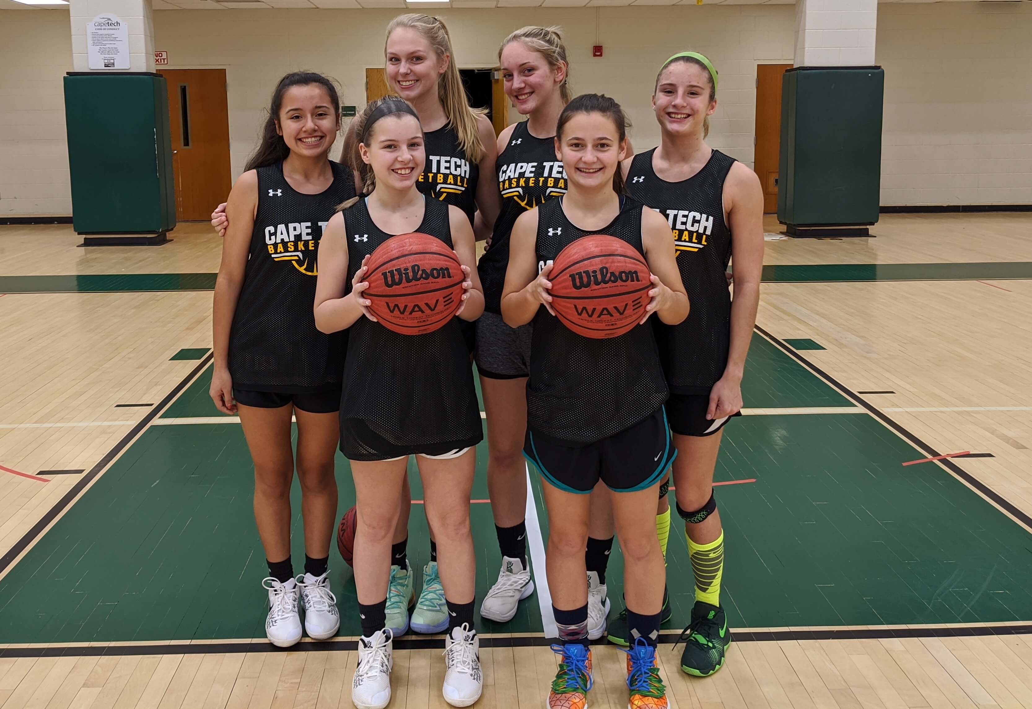 Players from Cape May Tech's girls basketball team including