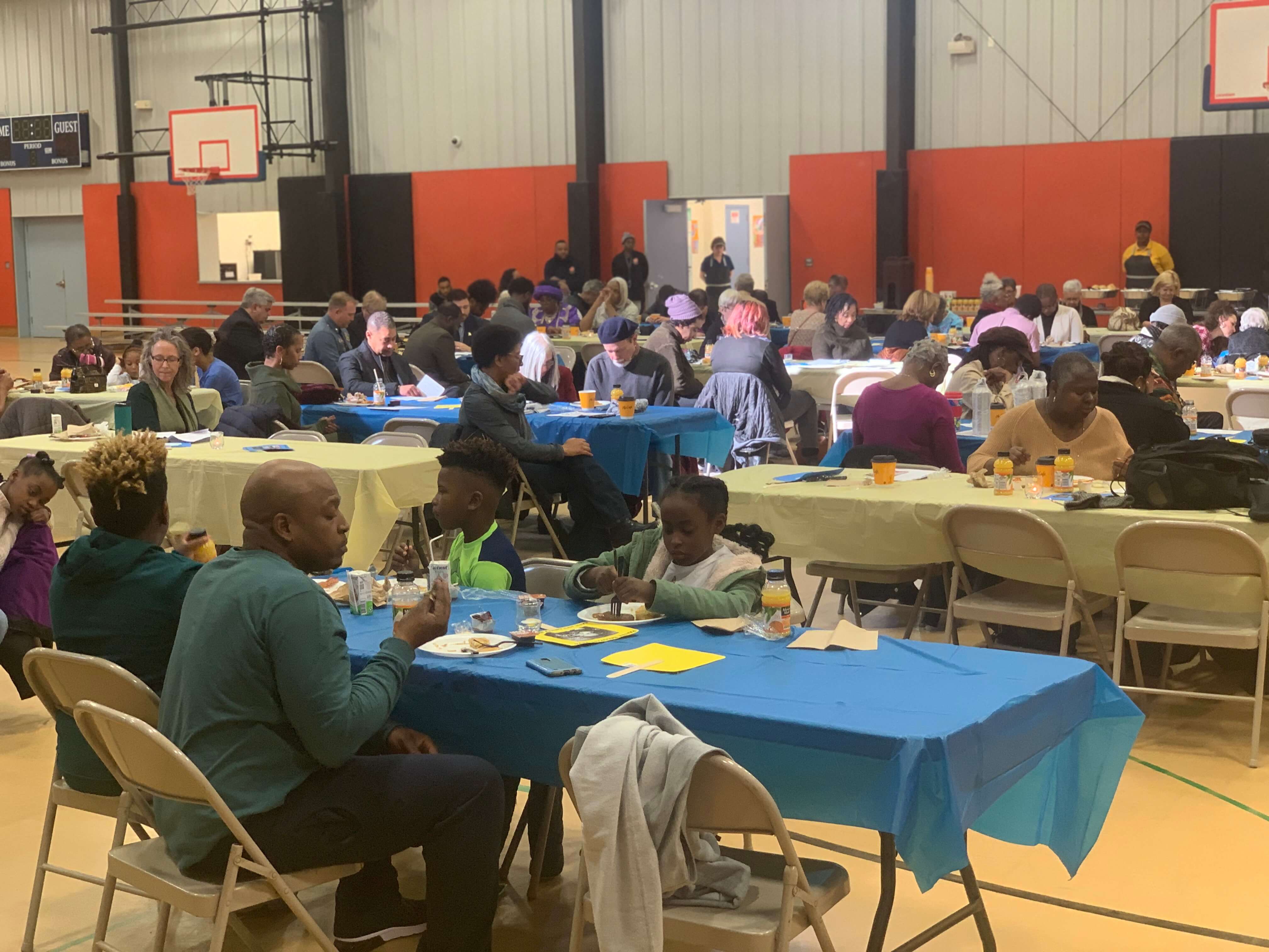 Participants have breakfast on Martin Luther King Jr. Day