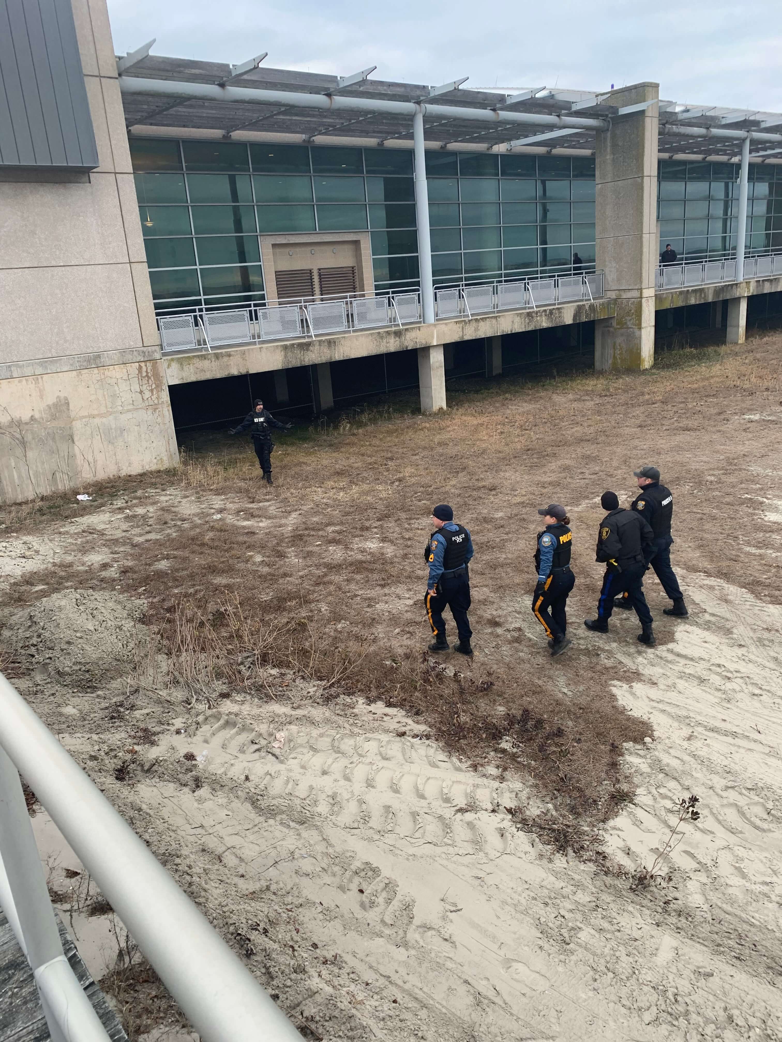 Law enforcement officers from multiple municipalities patrol the grounds of the Wildwoods Convention Center Jan. 28.