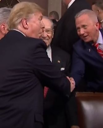 U.S. Rep. Jeff Van Drew shook hands with President Donald Trump prior to Trump's State of the Union speech Feb. 5