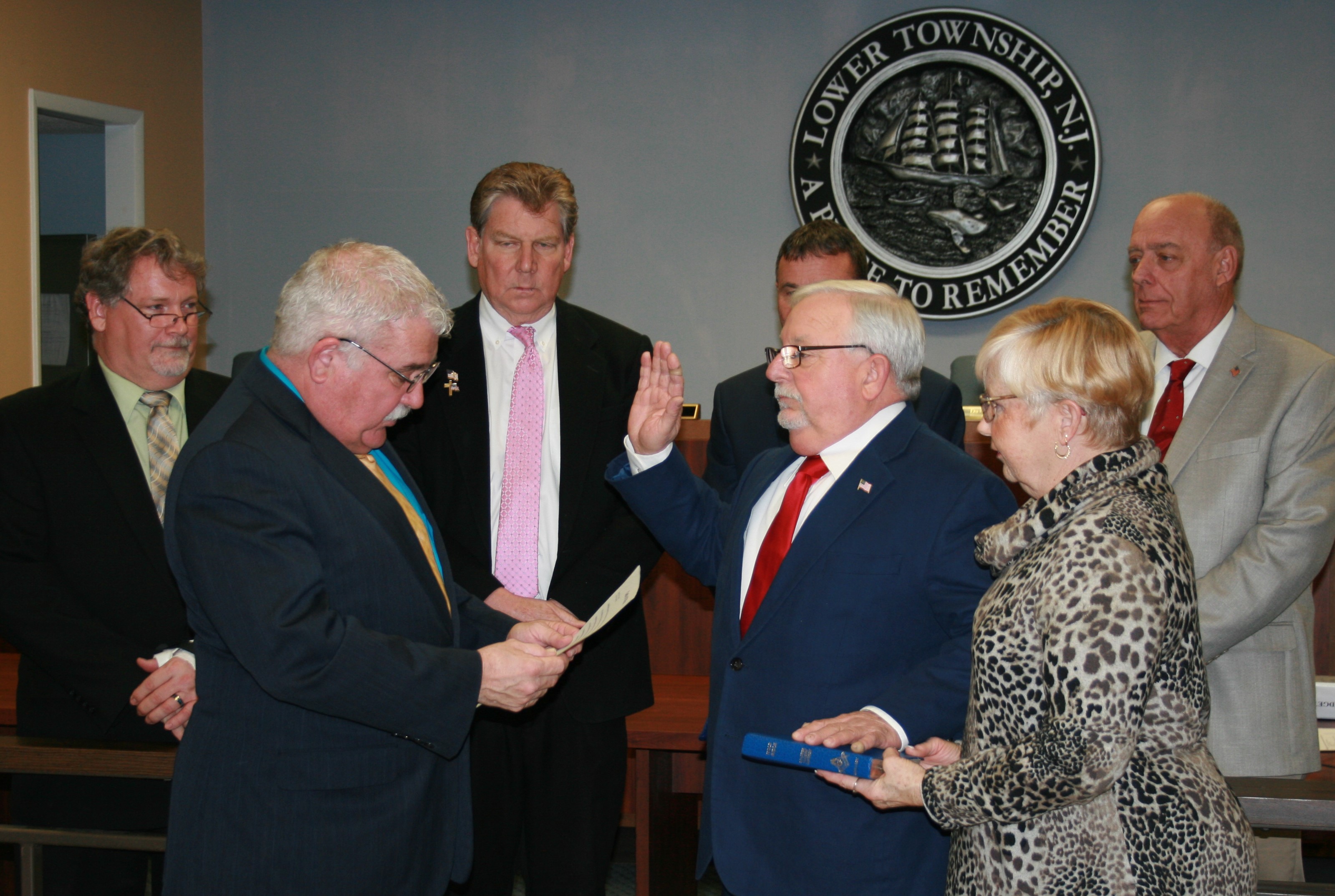 Deputy Mayor David Perry takes his oath of office from Cape May County Sheriff Robert Nolan