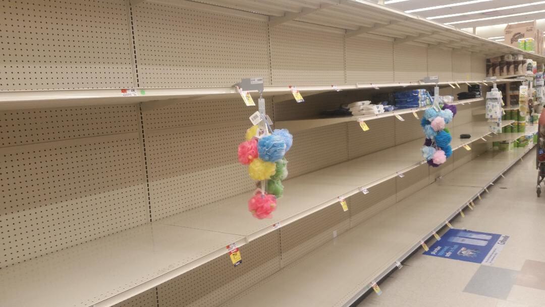 Shelves in local super markets were absent of various items
