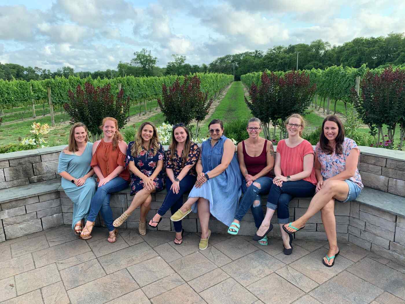 Members of the Jersey Cape Military Spouses Club at Willow Creek Winery. From left to right: Mary Barsness