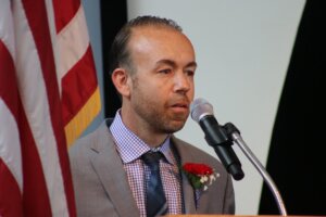 New Ocean City Councilman Jody Levchuck speaks at the Ocean City Council reorganization meeting July 1.