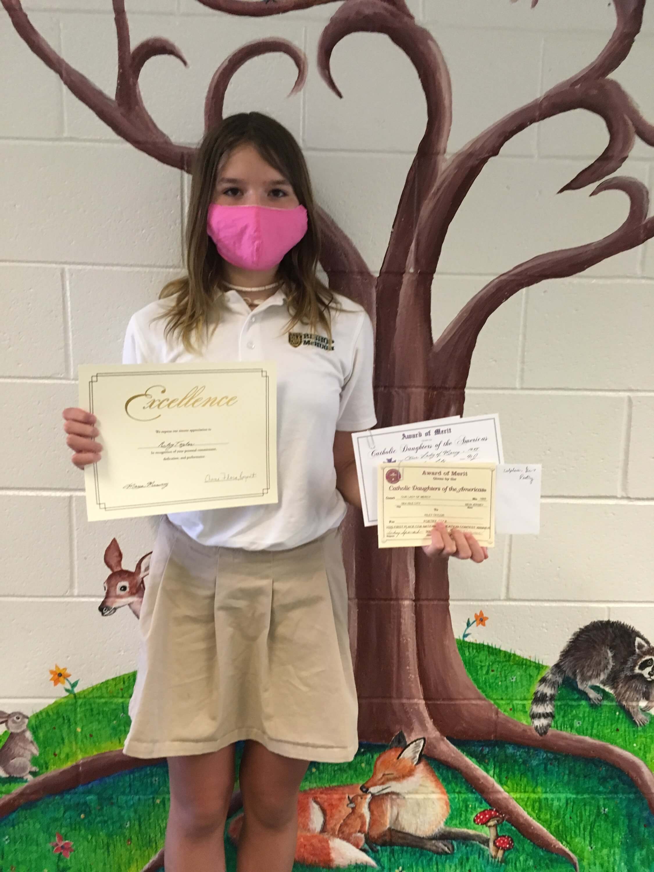 Riley Taylor was one of nine Bishop McHugh Regional Catholic School students honored during the 2020 Catholic Daughters Education Contest. She placed first in Poetry Division II at the school and was also a state winner.