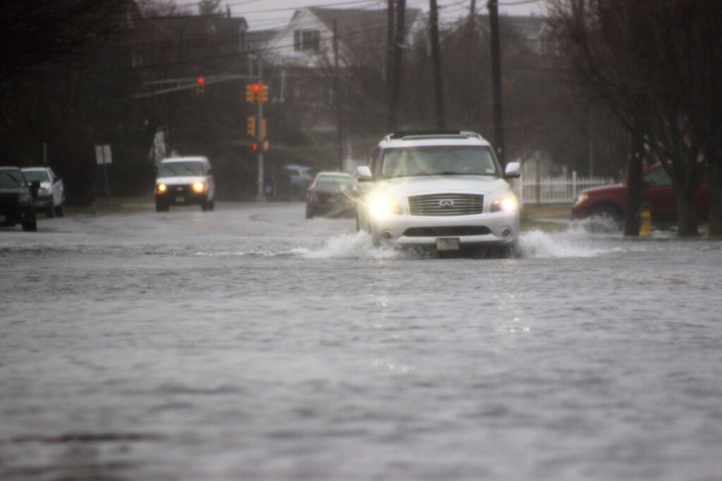 A spring storm in 2017 flooded Battersea Road in Ocean City. 