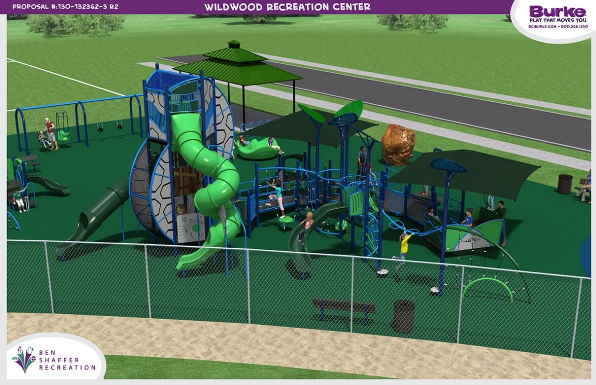 The above is a rendering of the new playground proposed at Maxwell Field