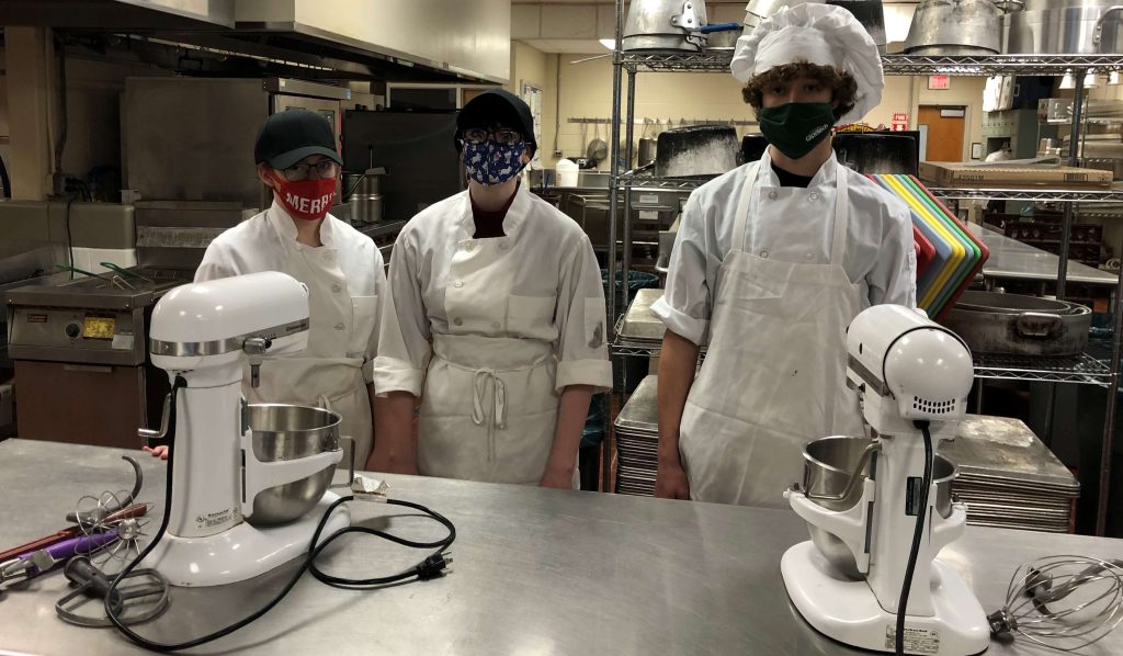 Cape Tech Seniors prepare to use equipment in Tech’s commercial kitchen/classroom include McKenzie Steelman