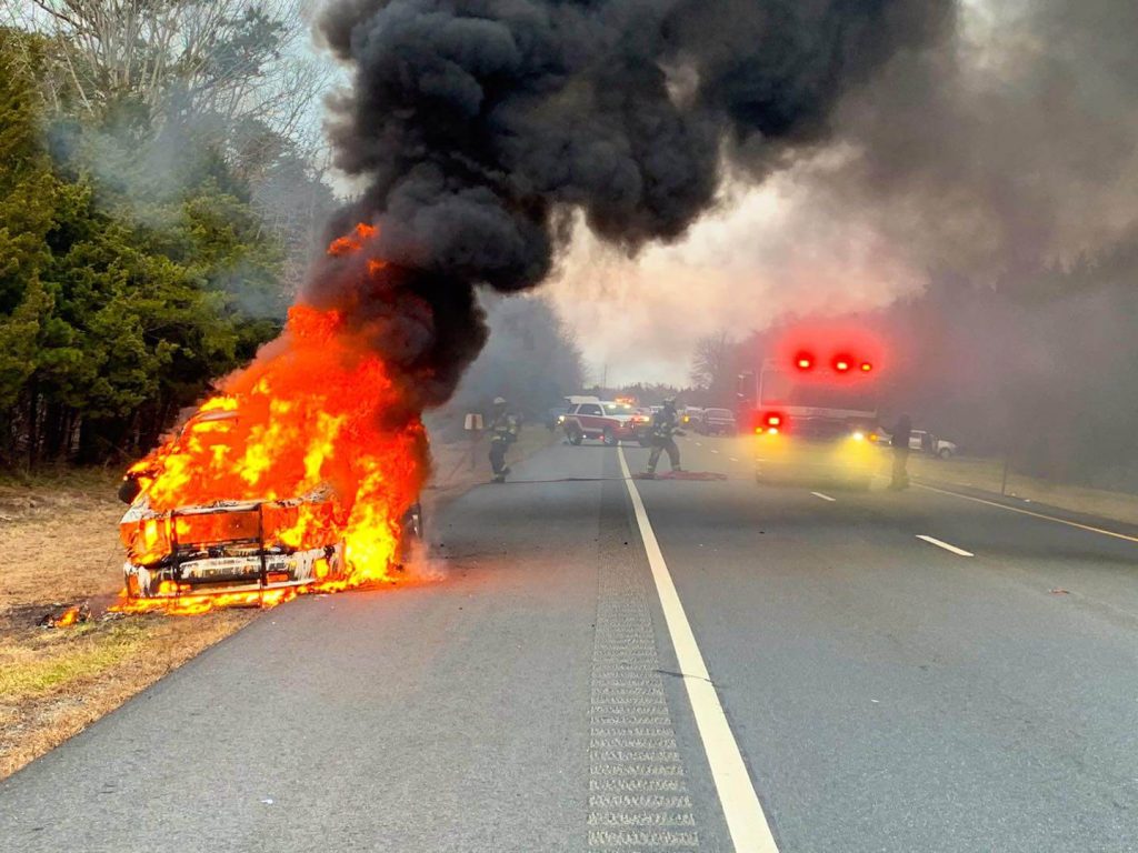 No injuries were reported after a motor vehicle caught fire on the Garden State Parkway Jan. 16.