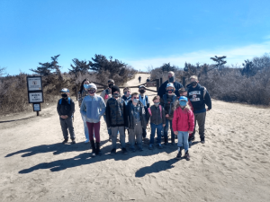 Members from Cub Scout Pack 65 embark on a hike through Cape May Point State Park March 13