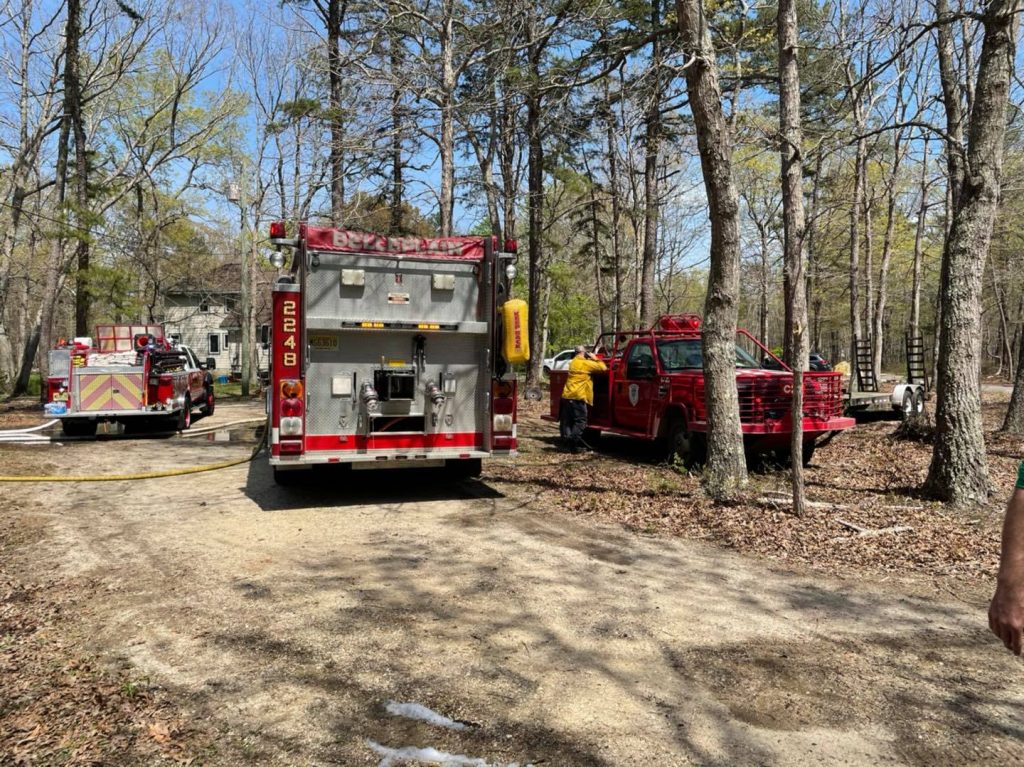 Firefighters had a busy April 28 afternoon while battling two blazes