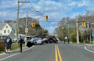 A two-car motor vehicle crash closed a portion of Breakwater and Fishing Creek roads April 2. 