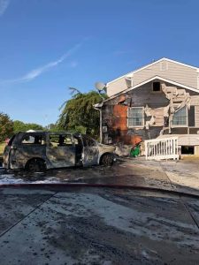 A fire engulfed a motor vehicle and a portion of a Petersburg home May 20. Tuckahoe firefighters and Upper Township Rescue Squad members operated on scene.
