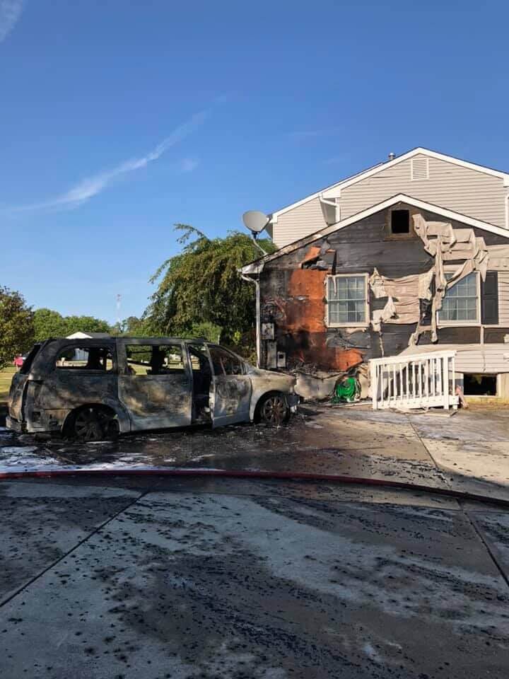 A fire engulfed a motor vehicle and a portion of a Petersburg home May 20. Tuckahoe firefighters and Upper Township Rescue Squad members operated on scene.